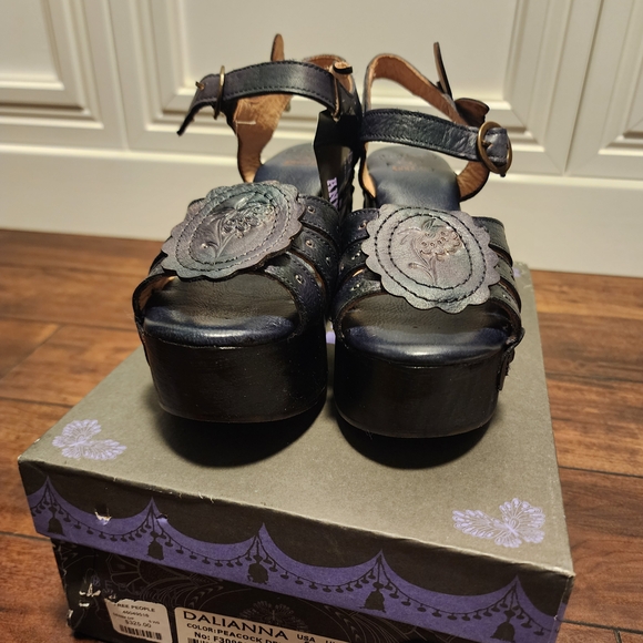 Anna Sui Shoes - Anna Sui Bed Stu Black and Navy Platform Sandals Free People